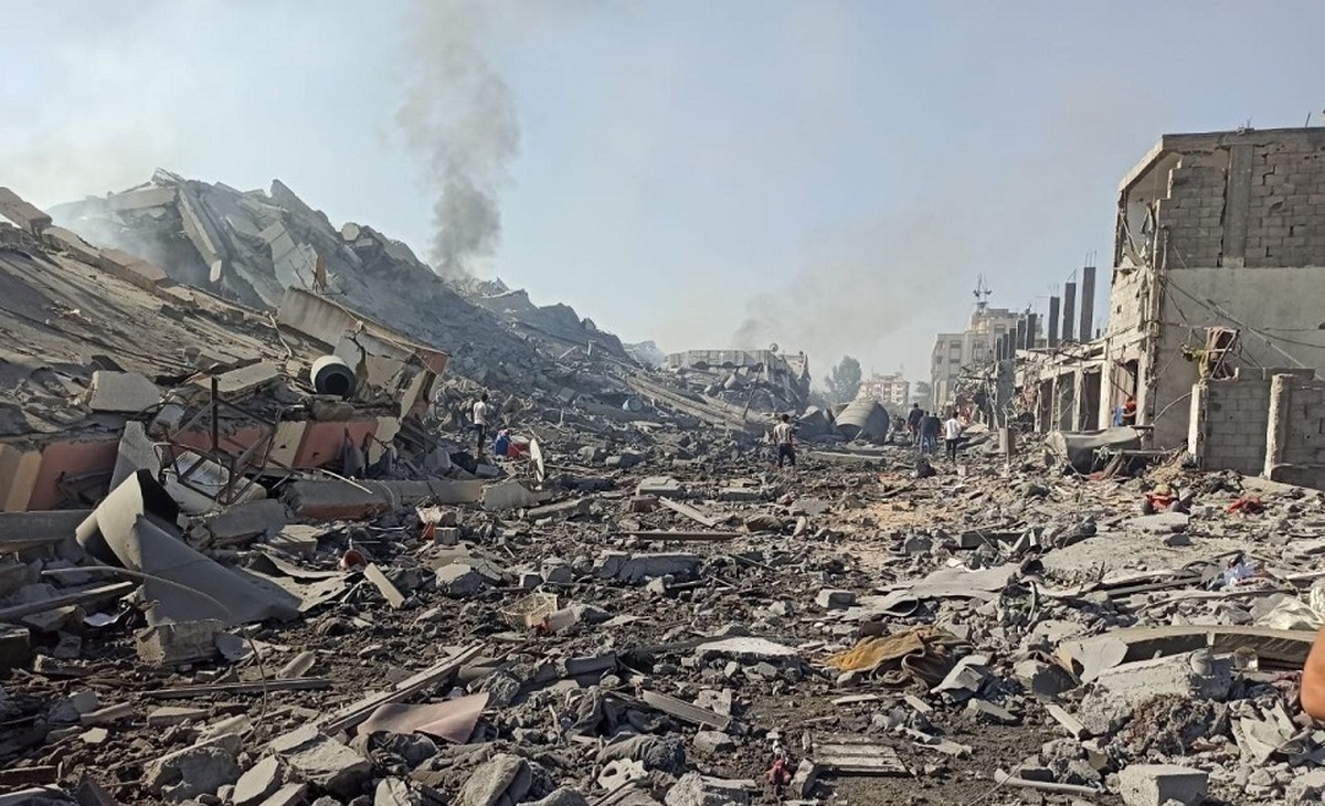 تخریب کامل شهر الزهرا در مرکز غزه توسط اسرائیل (فیلم)