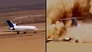 صحنه ترسناک سقوط هواپیمای مسافربری در بیابان/ عکس صحنه ترسناک سقوط هواپیمای مسافربری در بیابان/ عکس