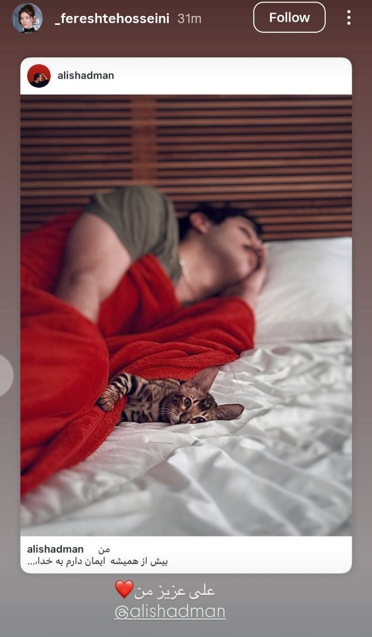 عکس | استوری خبرساز فرشته حسینی برای بازیگر مرد جنجالی با قلب قرمز عکس | استوری خبرساز فرشته حسینی برای بازیگر مرد جنجالی با قلب قرمز