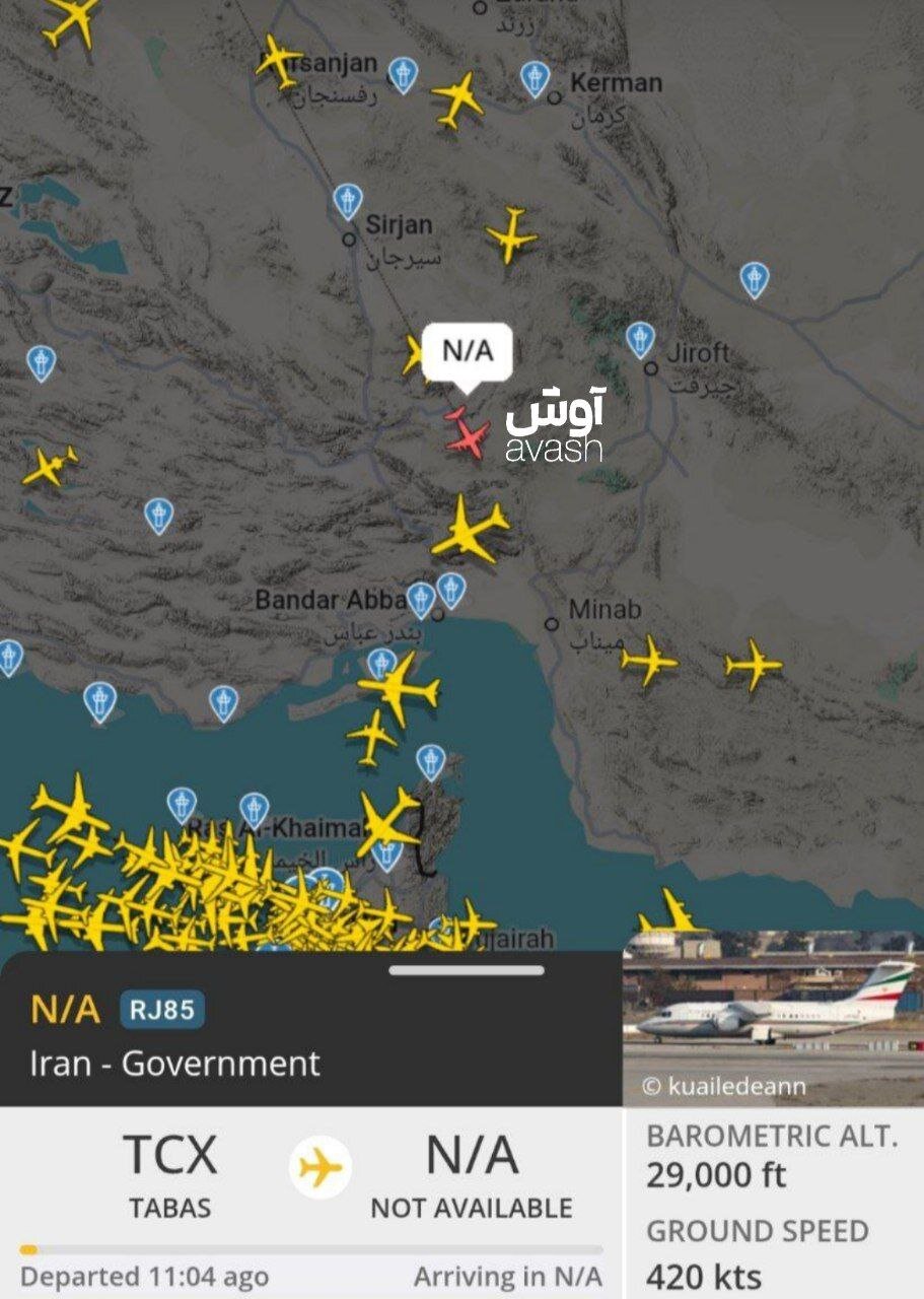 عکس | موقعیت هواپیمای عراقچی و هیات دیپلماتیک ایران که تا ساعتی دیگر به مسقط می‌رسد