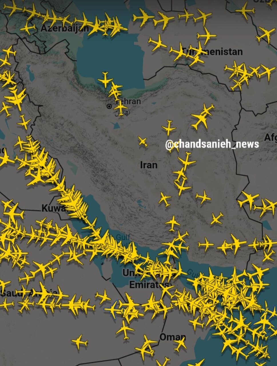 عکس | وضعیت پروازها در آسمان ایران؛ بخشی از آسمان خالی شد! عکس | وضعیت پروازها در آسمان ایران؛ بخشی از آسمان خالی شد!