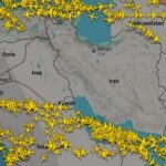 عکس | آسمان ایران خالی شد؛ هم اکنون تنها دو هواپیمای مسافری در آسمان ایران پرواز می‌کنند