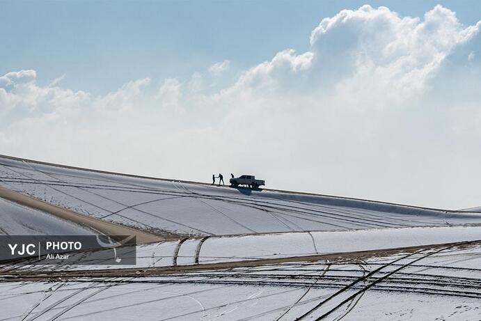 تصاویر | بارش برف در کویر ورزنه