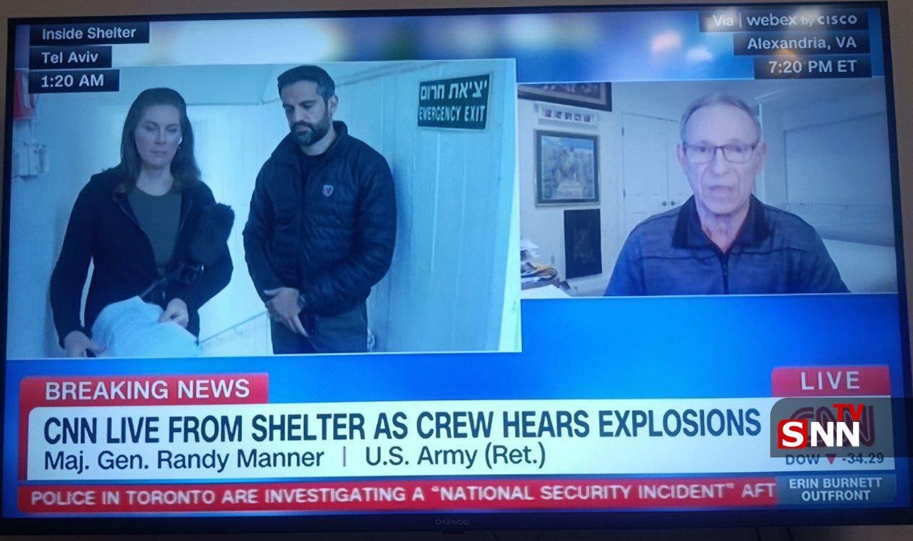 عکس | پخش زنده «CNN» در پناهگاه، هم‌زمان با عملیات موشکی شب گذشته سپاه در تل‌آویو