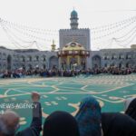 ببینید | رونمایی از ابر پرچم نقشه ایران در حرم رضوی