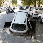 ببینید / زمین یک خودرو را در نیشابور بلعید