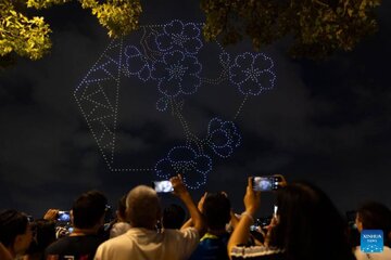 نمایش هوایی رنگارنگ به مناسبت روز ملی جمهوری خلق چین توسط ۵۰۰۰ پهپاد نمایش هوایی رنگارنگ به مناسبت روز ملی جمهوری خلق چین توسط ۵۰۰۰ پهپاد