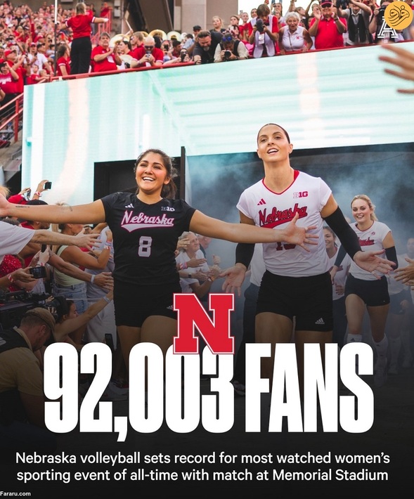 (تصاویر) ۹۲۰۰۳ هوادار والیبال در نبراسکا؛ رکورد حضور تماشاگر در ورزش زنان شکست