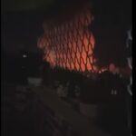 لحظه اصابت موشک به بیمارستان آل‌المعمدانی غزه (فیلم)