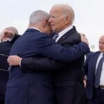 تصاویری از لحظه استقبال نتانیاهو از بایدن (فیلم)