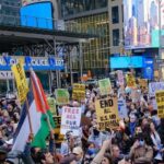 ببینید | تجمع عظیم طرفداران فلسطین در میدان تایمز نیویورک