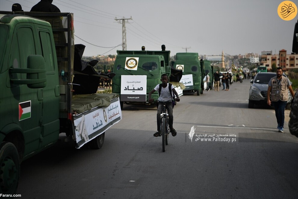 (تصاویر) رژه گردان‌های قدس در غزه با تجهیزات نظامی جدید