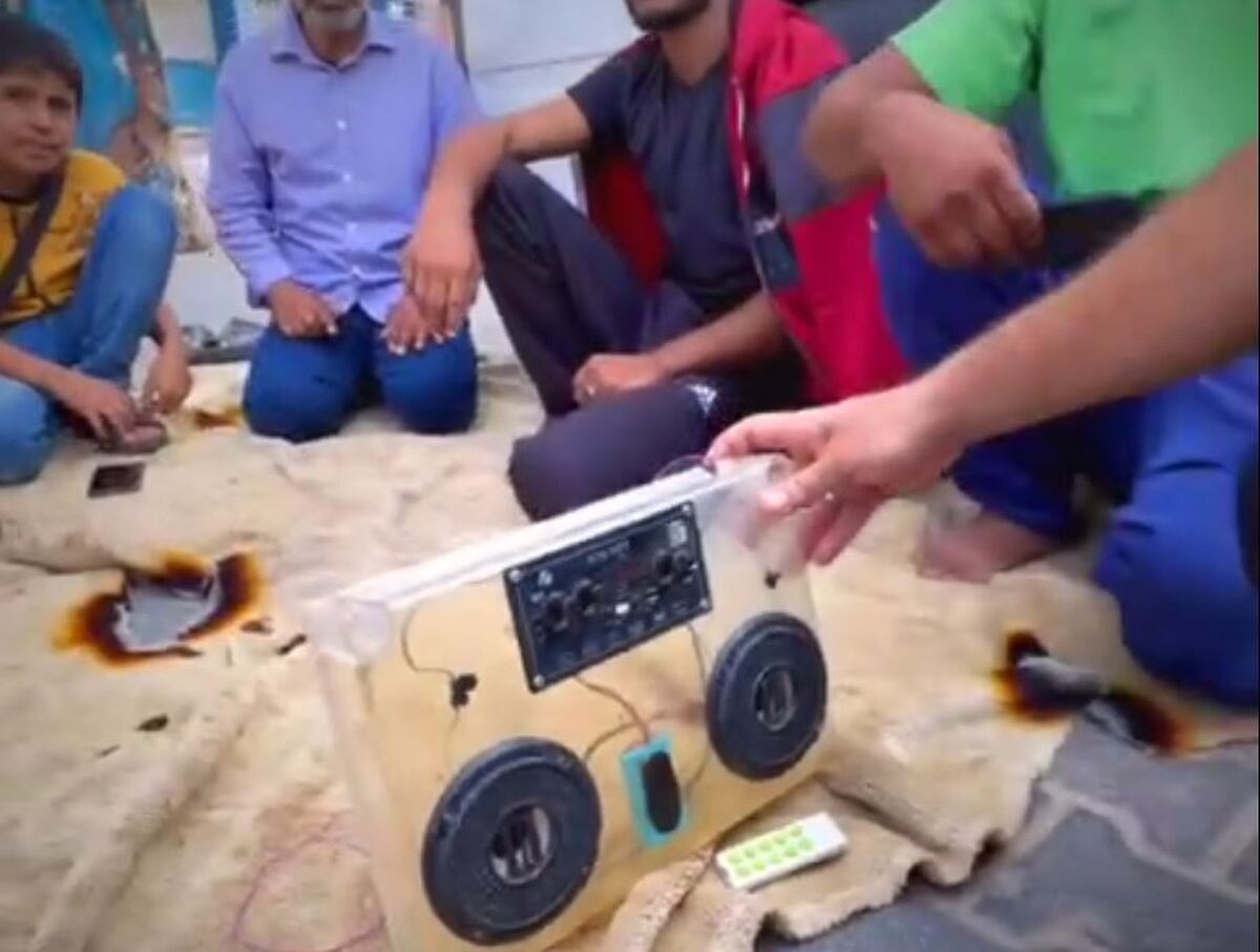 تصاویر اختراع رادیوی ساخت غزه (فیلم)