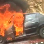 ببینید | تصادف و آتش‌سوزی یک دستگاه خودروی ۲۰۶ در جاده امامزاده داوود