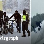 ببینید | حرکت پناهجویان با پای پیاده و دوچرخه به مرز روسیه و فنلاند