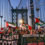 ببینید | تظاهرات بی‌سابقه و پرجمعیت مردم نیویورک در حمایت از غزه روی پل منهتن