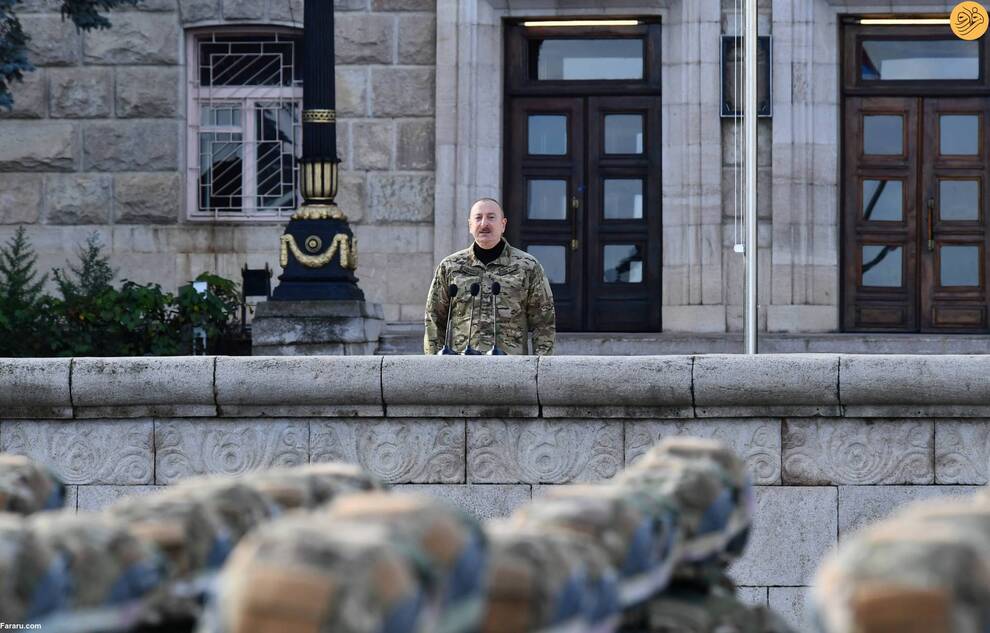 (تصاویر) رژه پیروزی جنگ قره باغ با حضور الهام علی‌اف و همسرش