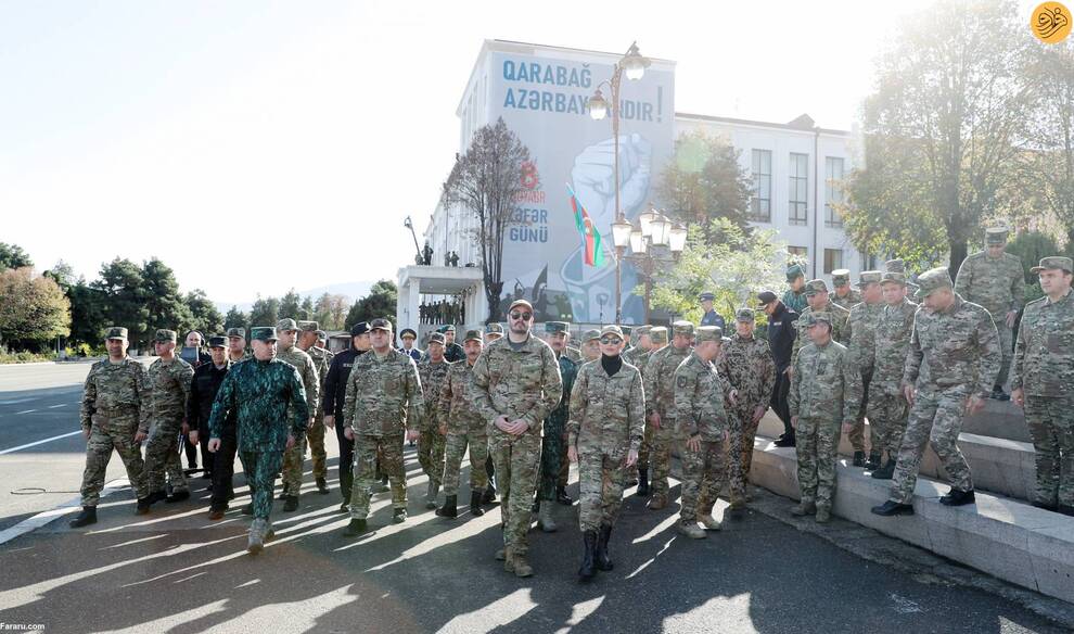 (تصاویر) رژه پیروزی جنگ قره باغ با حضور الهام علی‌اف و همسرش