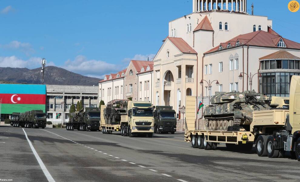 (تصاویر) رژه پیروزی جنگ قره باغ با حضور الهام علی‌اف و همسرش