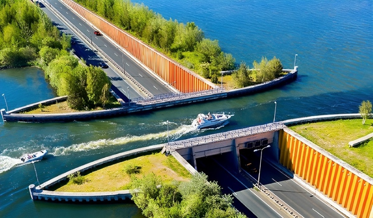 لحظه حیرت انگیز عبور کشتی از پل آبی در ولوومیر هلند (فیلم)