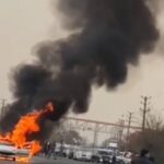 آتش سوزی کپسول گاز پژو ۲۰۶ در بلوار هجرت تهران (فیلم)