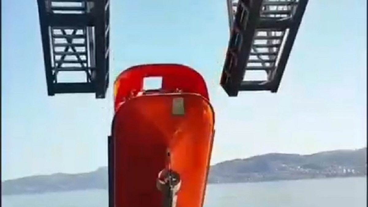 فرایند رهاسازی قایق به داخل آب (فیلم)