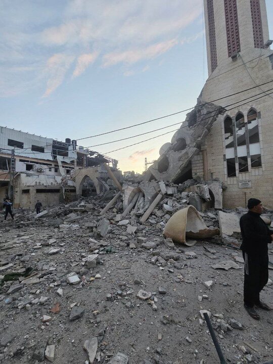 بمباران مسجد یافا در دیربلح نوار غزه