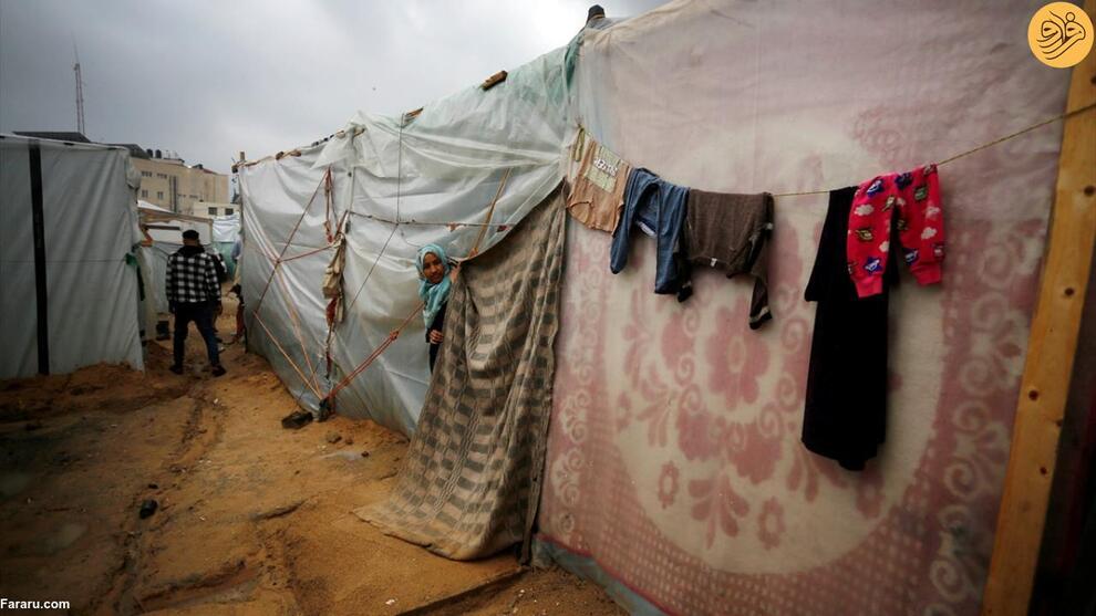 (تصاویر) باران و سرمای هوا در کمپ آوارگان فلسطینی