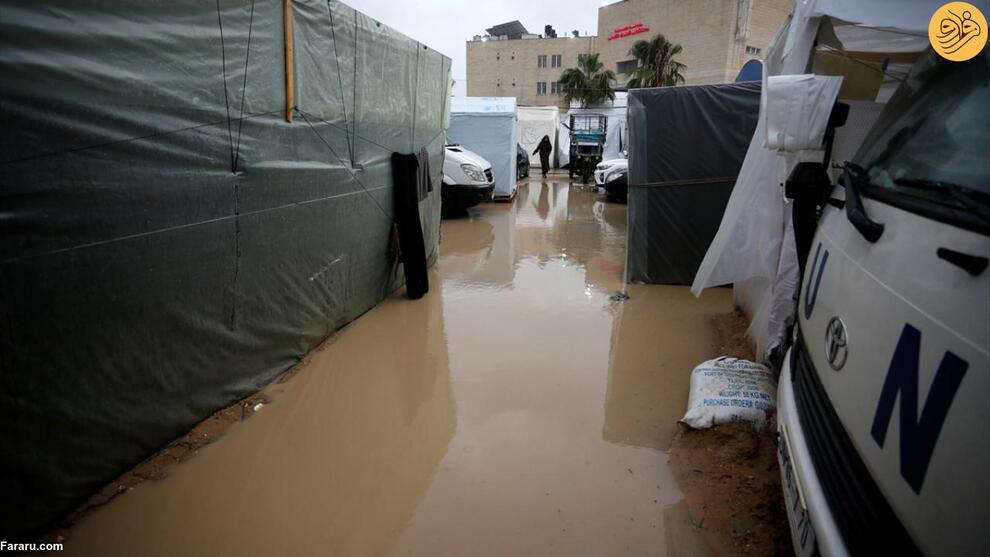 (تصاویر) باران و سرمای هوا در کمپ آوارگان فلسطینی