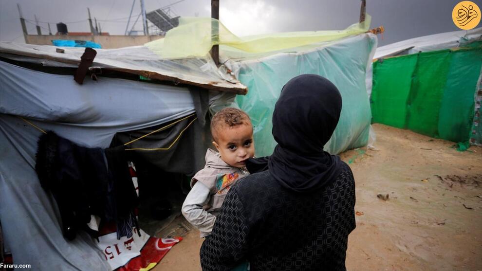 (تصاویر) باران و سرمای هوا در کمپ آوارگان فلسطینی