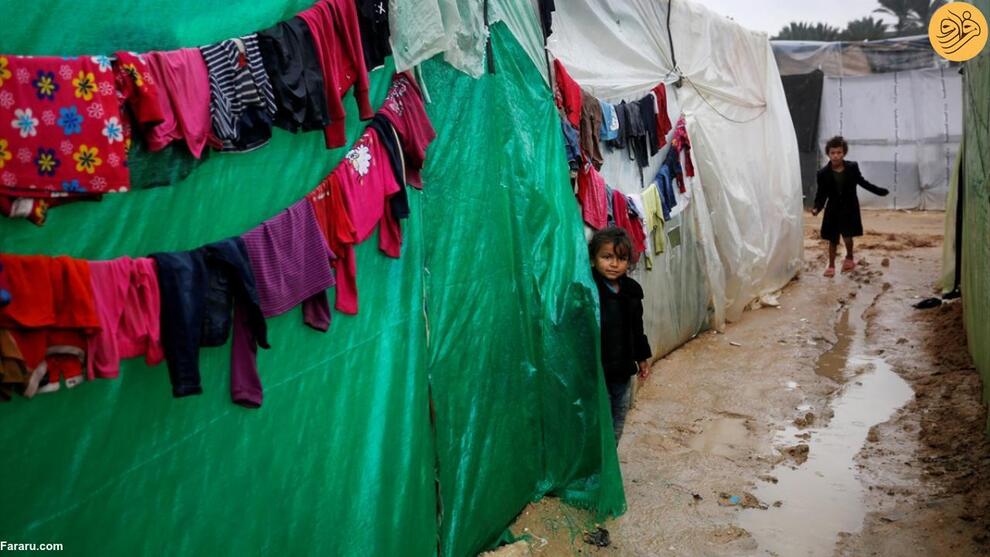 (تصاویر) باران و سرمای هوا در کمپ آوارگان فلسطینی