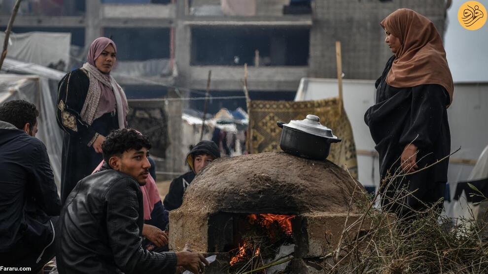 (تصاویر) باران و سرمای هوا در کمپ آوارگان فلسطینی