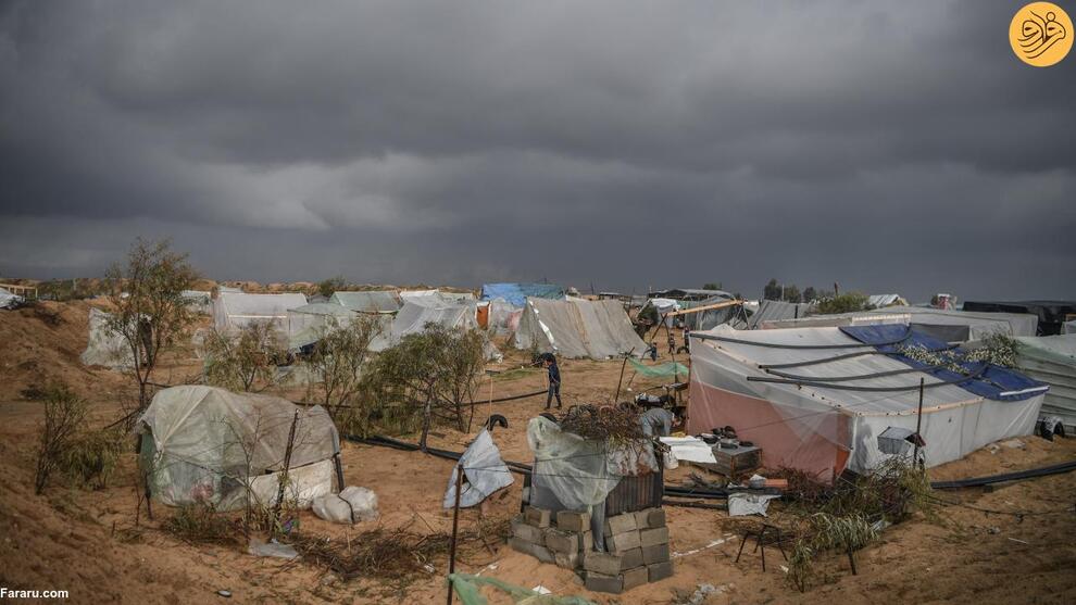 (تصاویر) باران و سرمای هوا در کمپ آوارگان فلسطینی