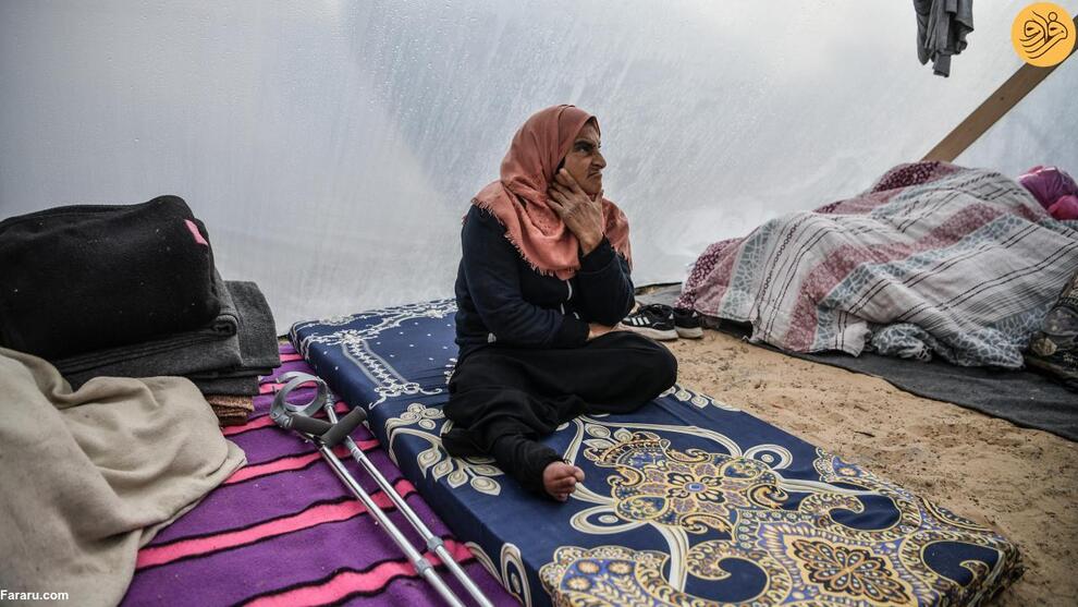 (تصاویر) باران و سرمای هوا در کمپ آوارگان فلسطینی