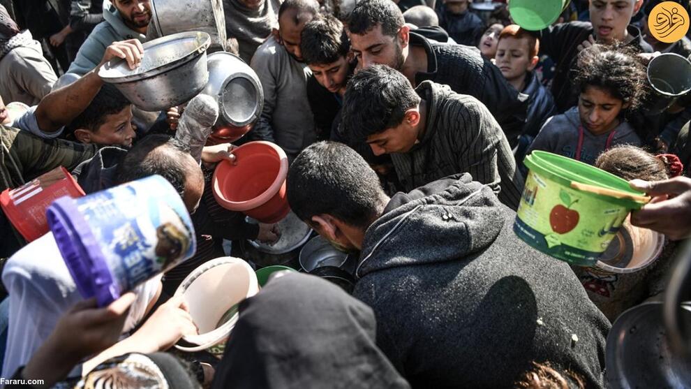 (تصاویر) صف طولانی فلسطینی‌های قابلمه به دست