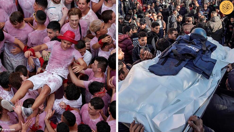 (تصاویر) دو چهره از جهان؛ از شادی لیونل مسی با جام تا تشییع خبرنگار فلسطینی