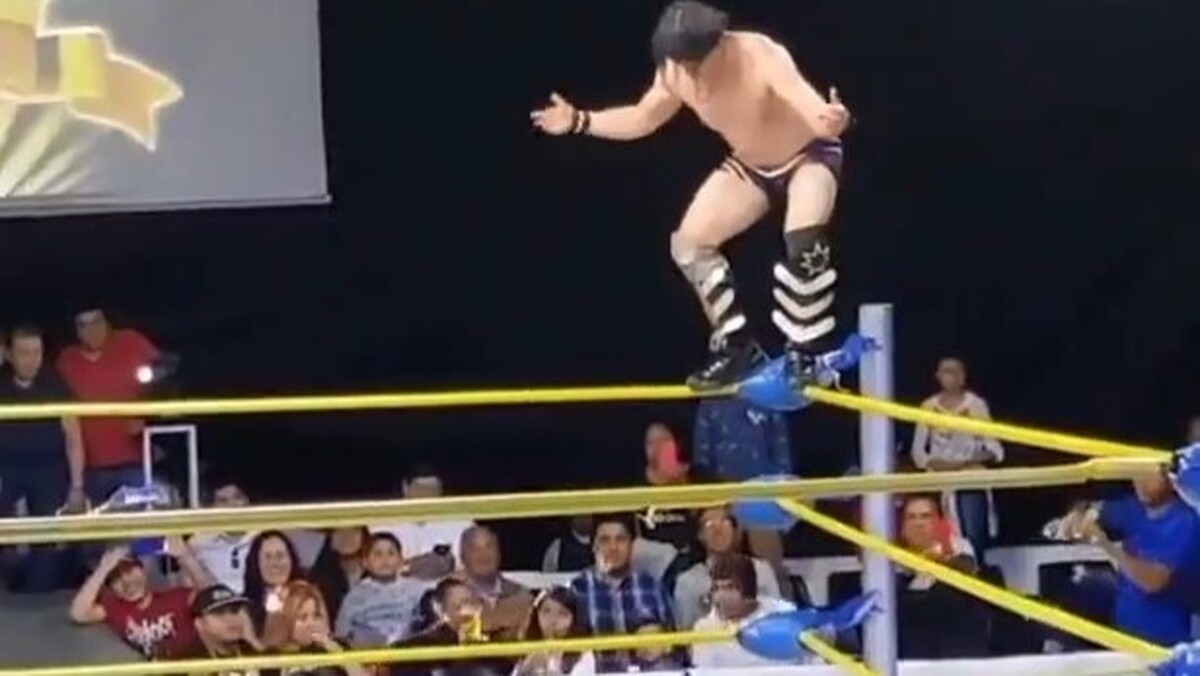 لحظه‌ای که گردن کشتی‌کج‌کار هنگام پریدن می‌شکند (فیلم)