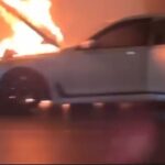 آتش‌سوزی هولناک BMW در محدوده اتوبان صدر تهران (فیلم)