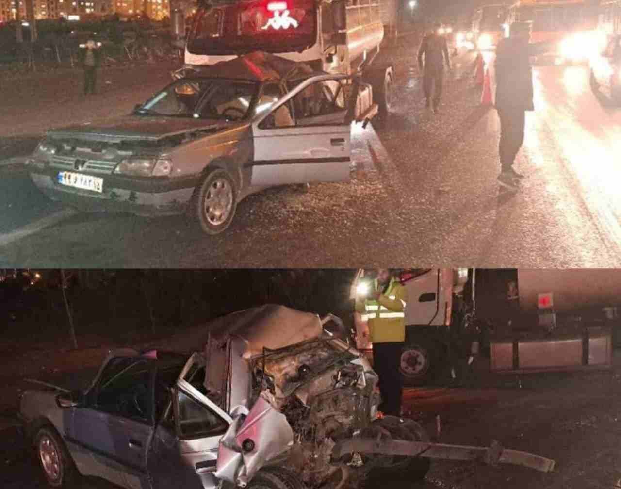 عکس | تصویری تکان‌دهنده از مچاله شدن پژو در تصادف مرگبار اتوبان تهران - ساوه