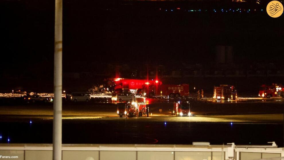 (تصاویر) یک هواپیما با ۳۷۶ مسافر روی باند فرودگاه آتش گرفت