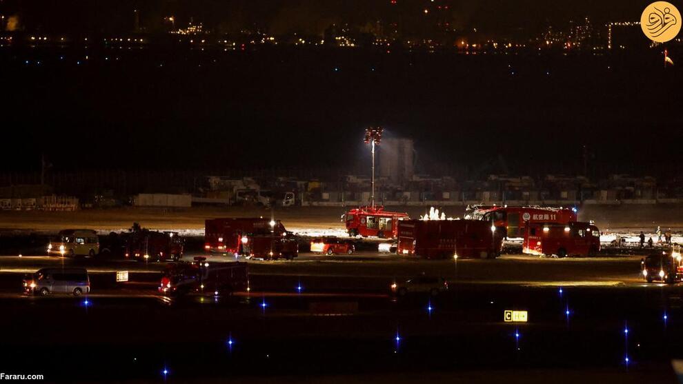 (تصاویر) یک هواپیما با ۳۷۶ مسافر روی باند فرودگاه آتش گرفت