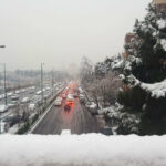ببینید |  بارش برف در خیابان باهنر تهران در آخرین روز بهمن
