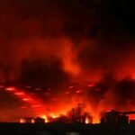 ببینید | اولین تصاویر از آتش‌سوزی در بازاری در اربیل عراق