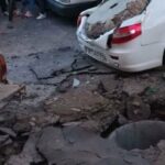 ببینید / لحظه انفجار وحشتناک چاه فاضلاب در تبریز