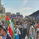 ببینید | اولین تصاویر از مراسم تشییع شهدای  کنسولگری دمشق در میدان فردوسی