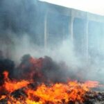 ببینید | اولین تصاویر از آتش‌سوزی انبار محصولات در میدان مهارت شیراز