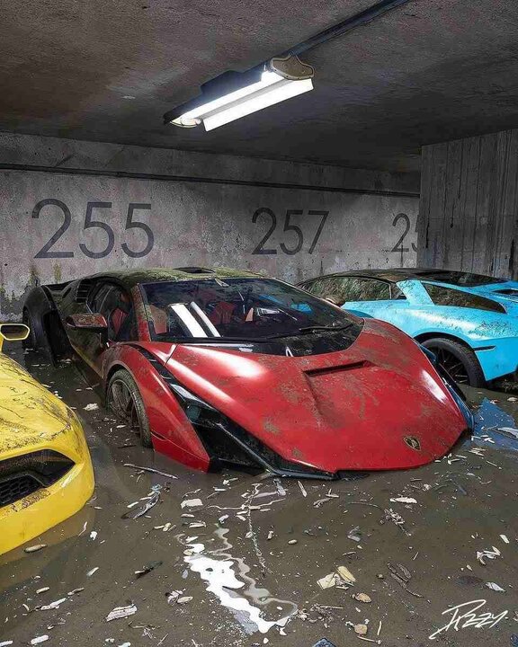 وضعیت ترسناک خودرو های لوکس در سیل دبی!