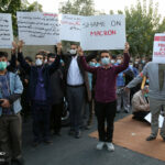 ببینید | تصاویری از تجمع دانشجویان استان تهران مقابل سفارت فرانسه