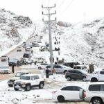 ببینید | تصاویری از بارش برف سنگین در عربستان