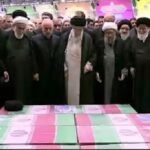 وداع رهبر انقلاب با پیکر رئیس جمهور فقید و همراهان
